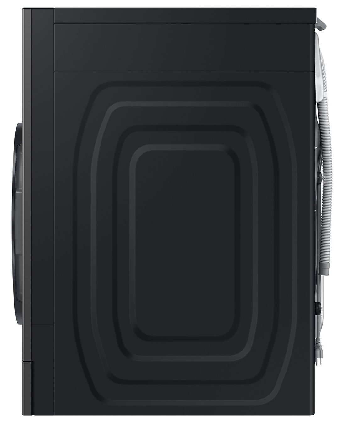 Bok czarnej pralki.
