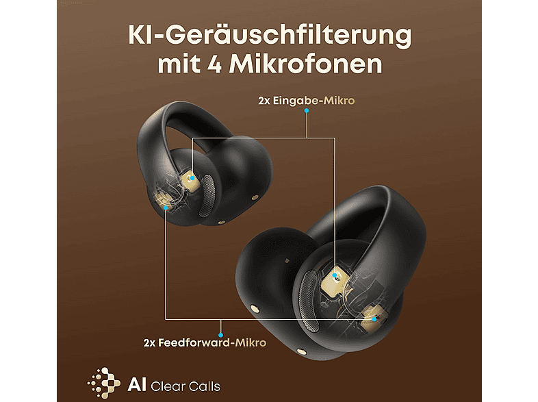 Anker AeroClip Open-Ear Clip-On Earbuds with Adaptive Comfort, Midnight; Open Ear Kopfhörer — Foto 2 von 5