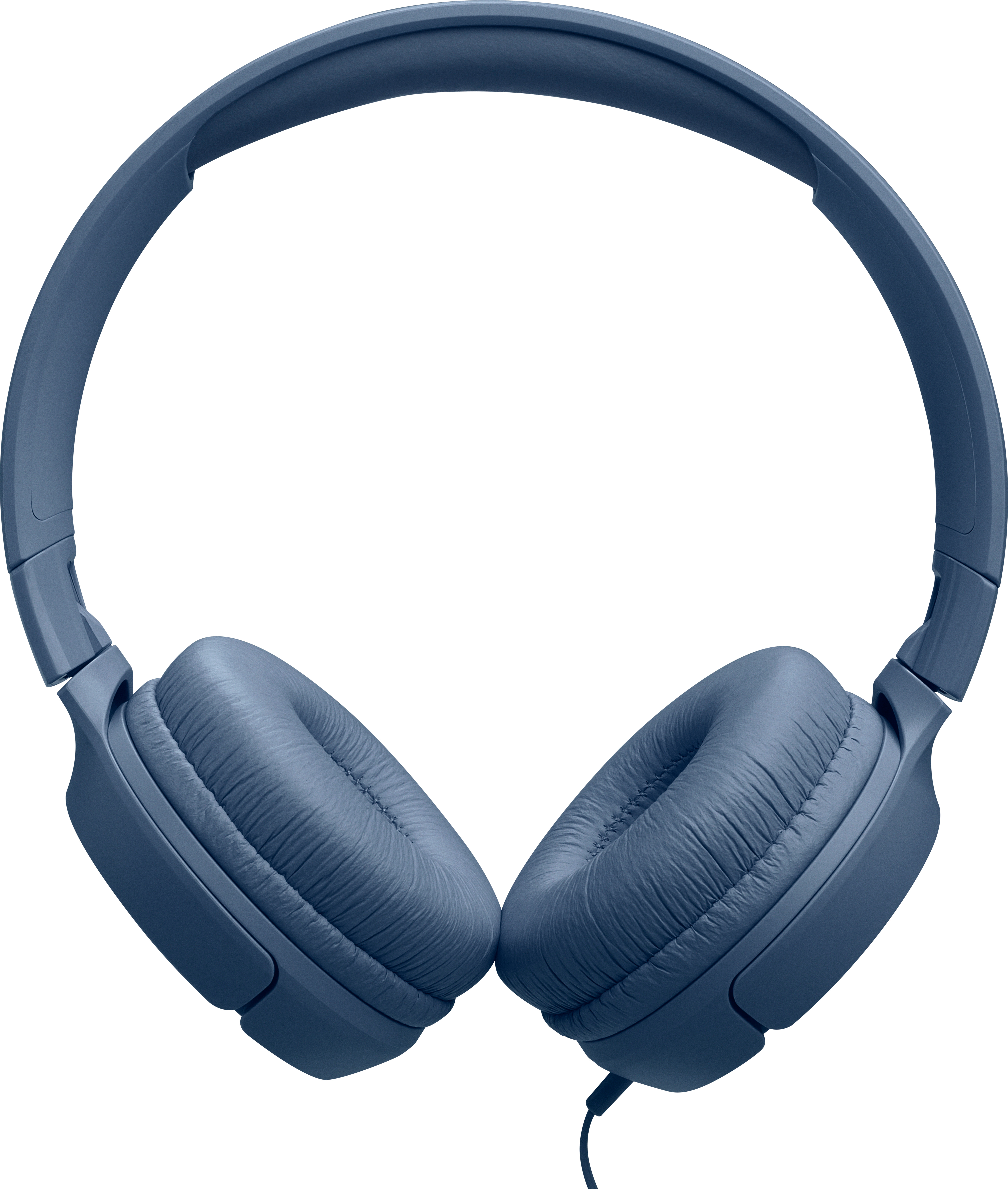 Blaue Kopfhörer auf weißem Hintergrund. Die Kopfhörer sind Over-Ear-Stil mit weichen Ohrpolstern und einem Verbindungsband.
