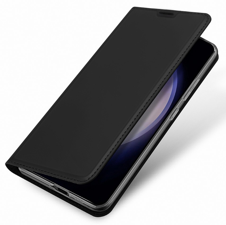 Egy fekete telefontok, nyitva. A telefon képernyője látható.