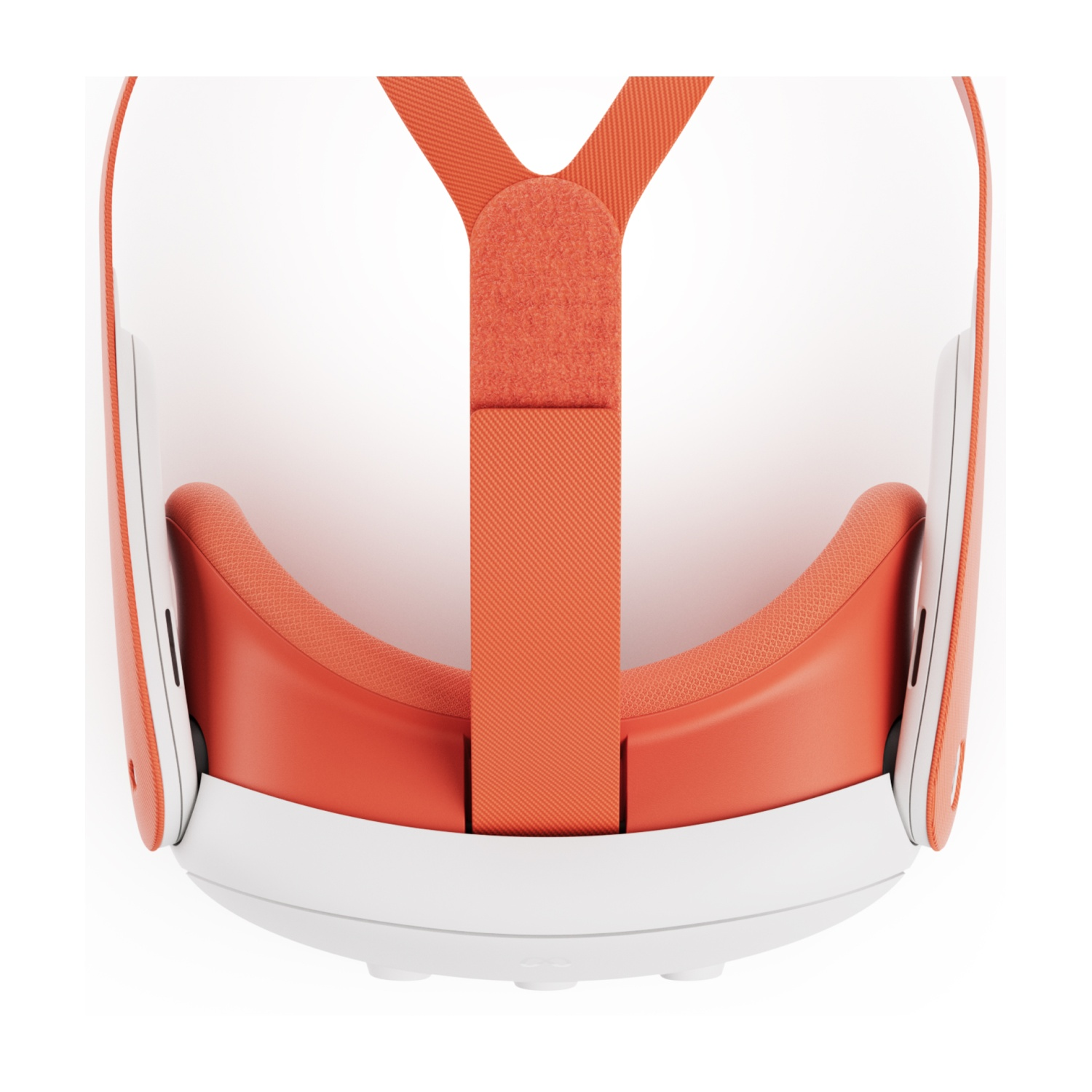 Cuffie VR arancioni con sezione inferiore bianca, visibili frontalmente.
