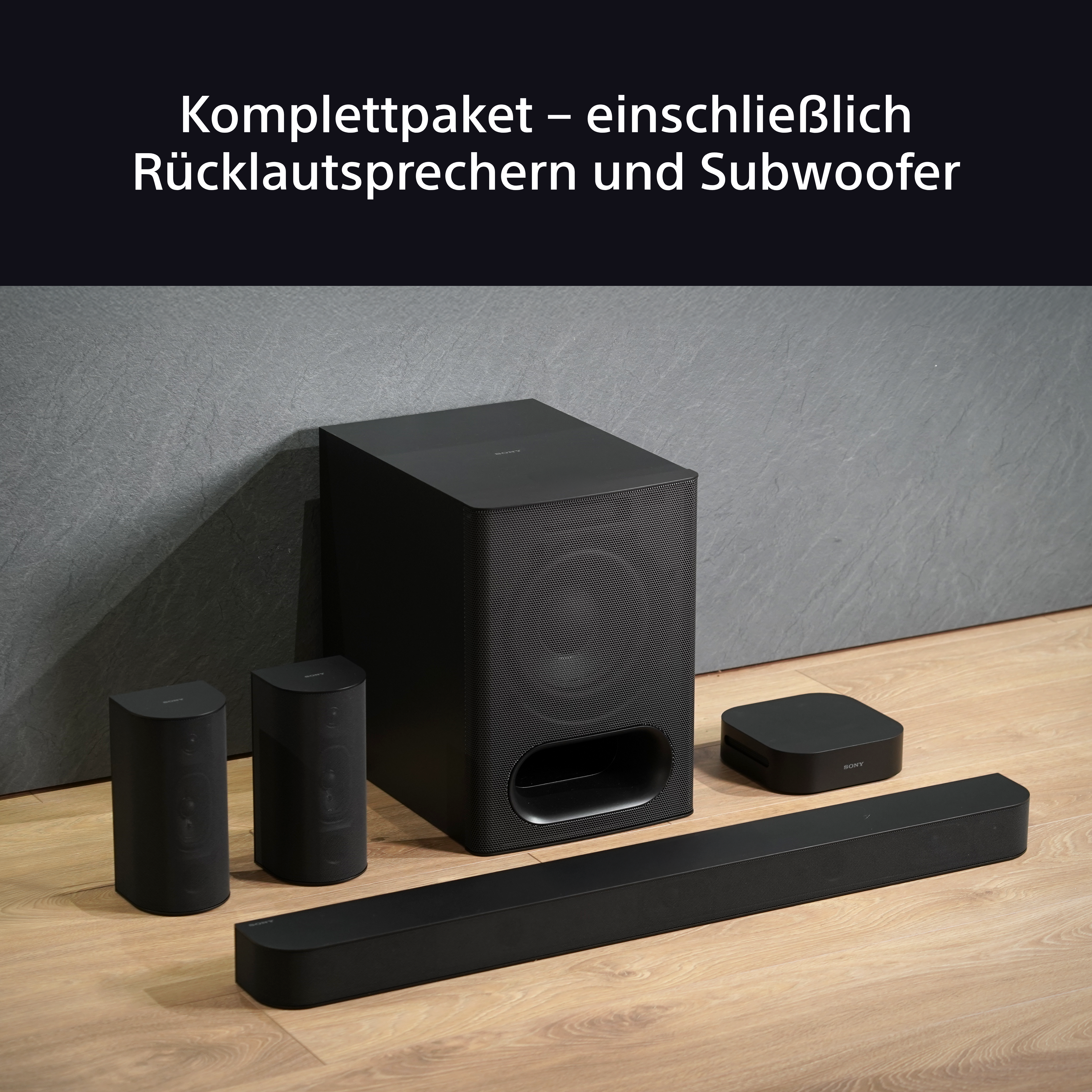 Ein komplettes Soundsystem mit Subwoofer.