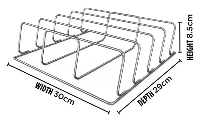 Ezüst fém grillrács, méretek: szélesség 30cm, mélység 29cm, magasság 8,5cm.