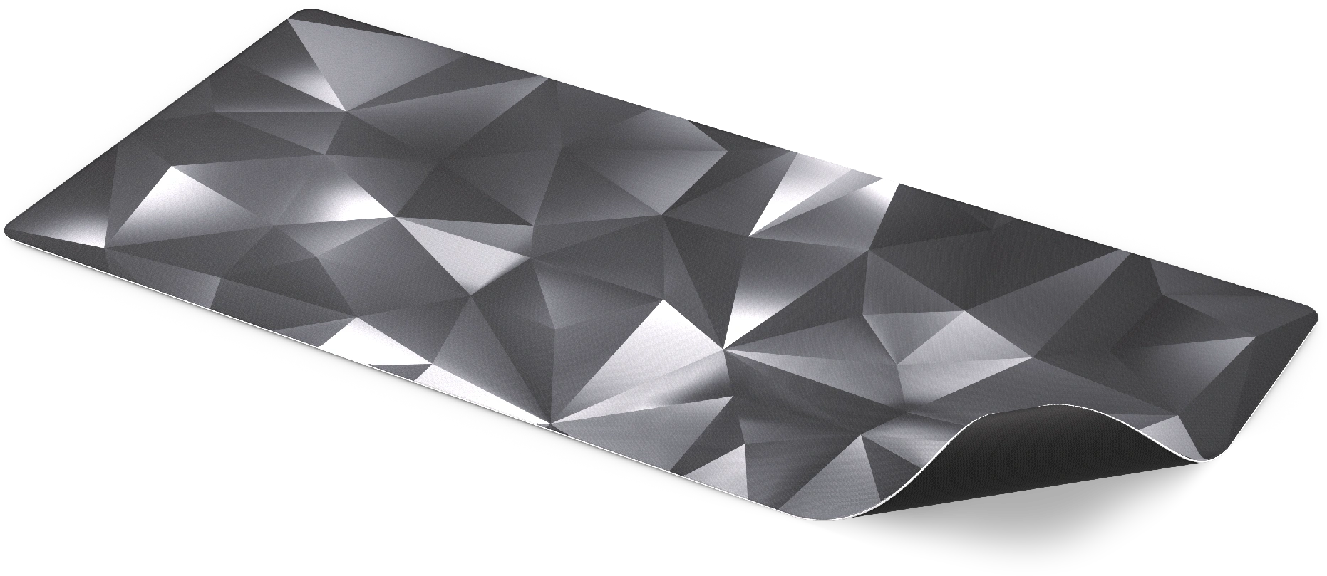 Geometrikus, szögletes felület. Szürke szín fekete háttérrel. Hullámos alap.