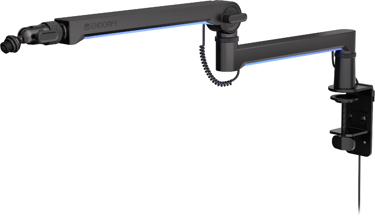 ENDORFY Broadcast Low Profile RGB Boom Arm, asztali kétkaros mikrofon állvány, RGB, fekete (EY0A010)