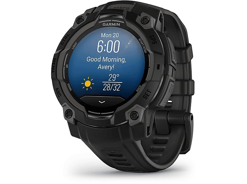 GARMIN Instinct 3 45 mm AMOLED Smartwatch Silikon, mm, Schwarz