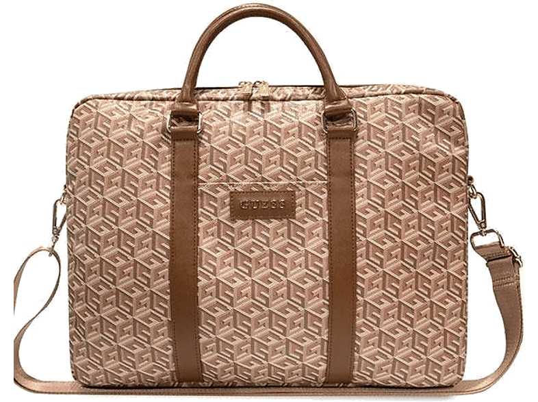 Torba na laptopa GUESS GCube Stripes 16 cali Brązowy