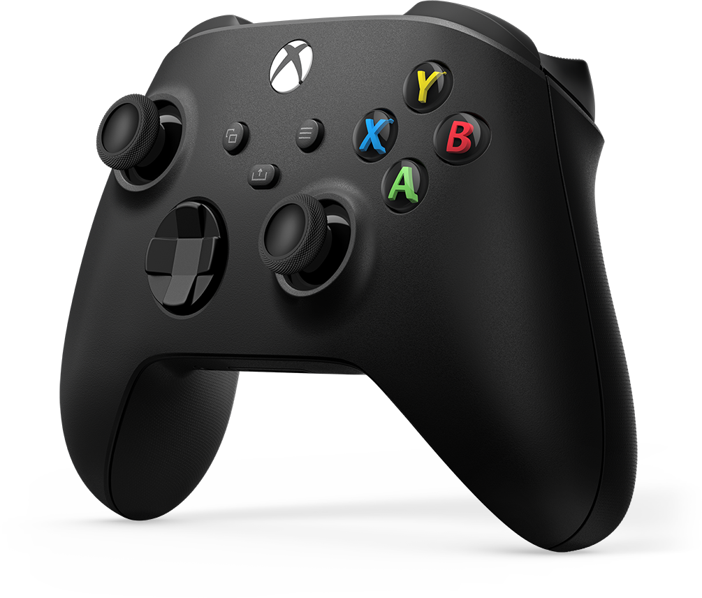 Fekete Xbox-kontroller színes gombokkal, fekete háttérrel. A játékvezérlő a fő fókusz.