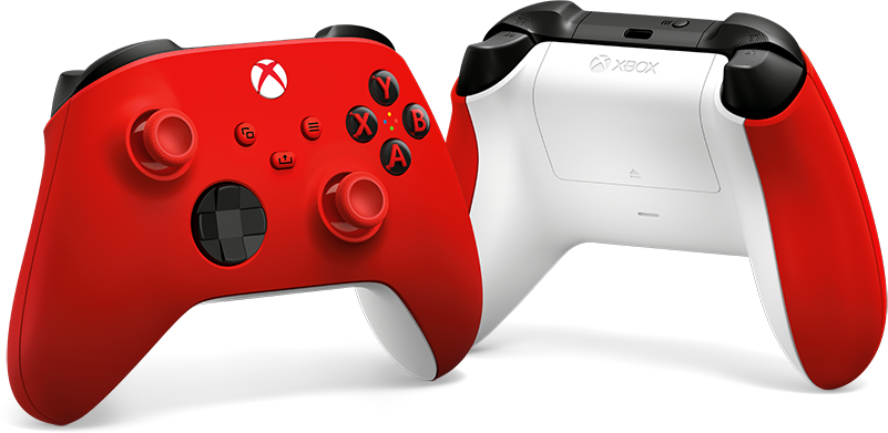 Piros-fehér Xbox kontroller gombokkal és Xbox logóval.