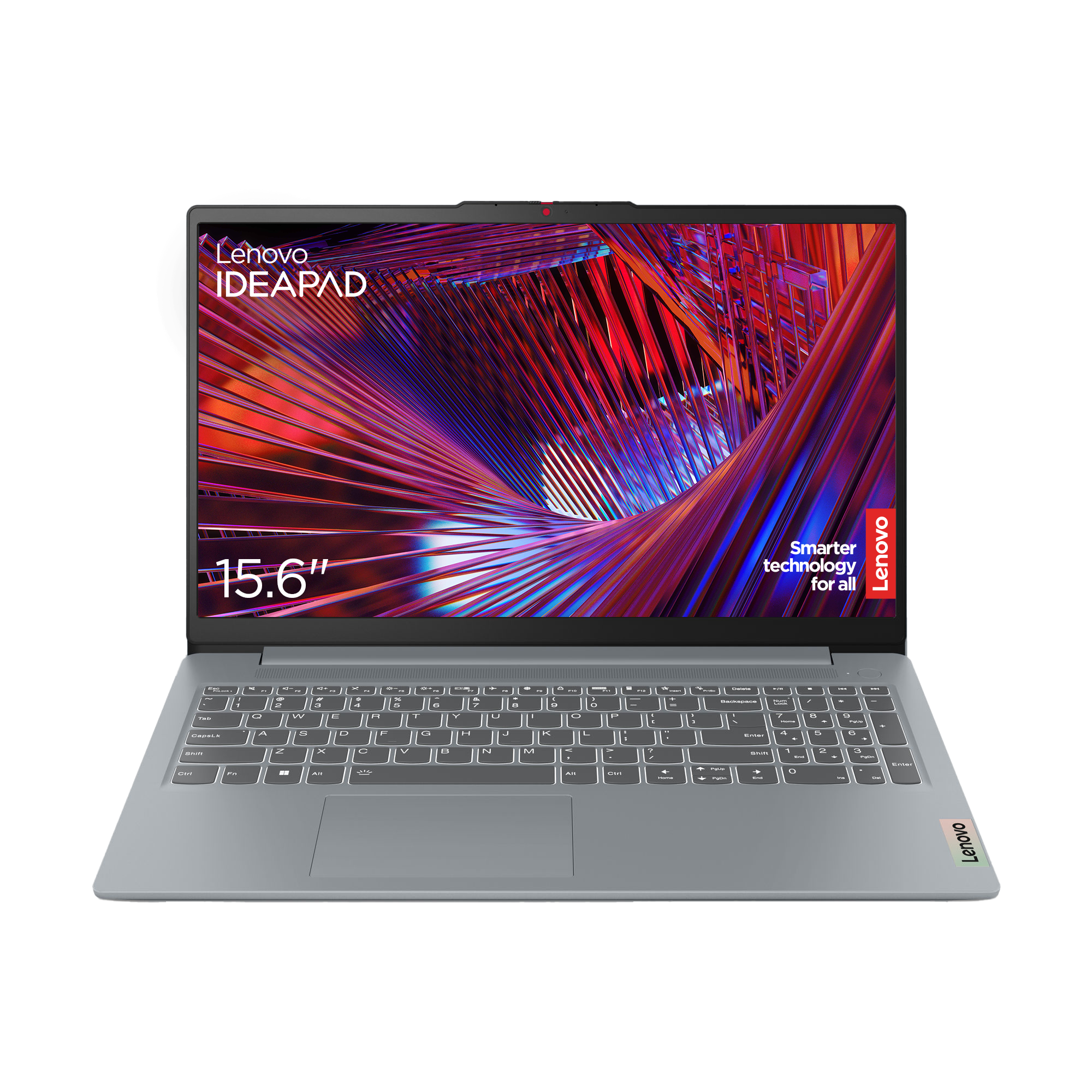 Portátil Lenovo IdeaPad. Pantalla de 15,6 pulgadas. Cuerpo plateado, teclado negro. Tecnología más inteligente para todos.