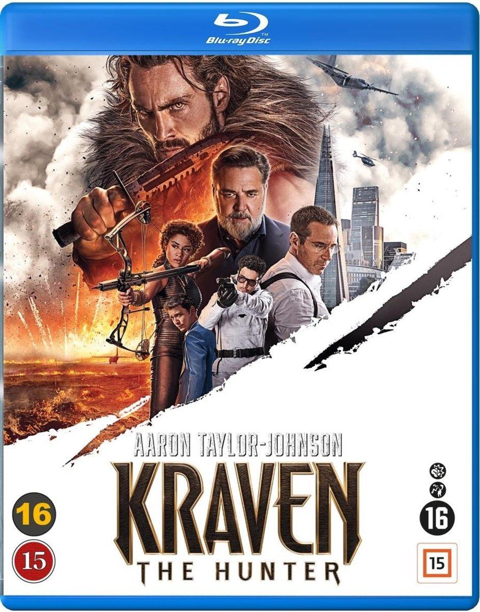 Movie cover for 'Kraven the Hunter'. Features actors and title in a dynamic, action-oriented design.
