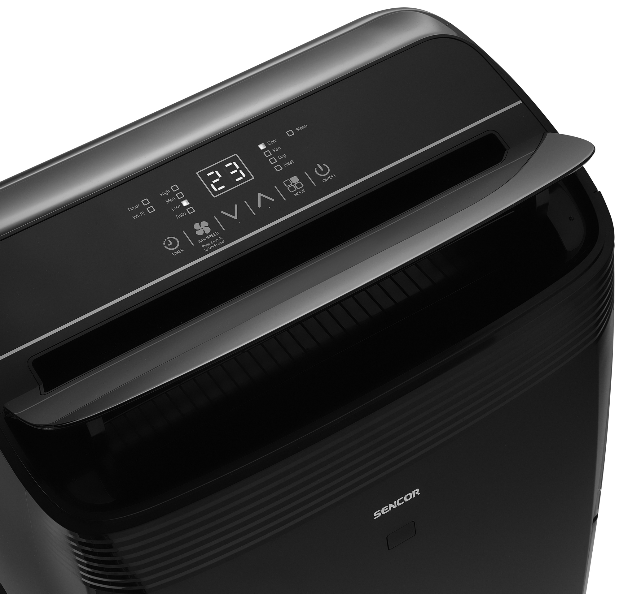 iPad wyświetlający aplikację do projektowania, z tekstem o Apple Intelligence.