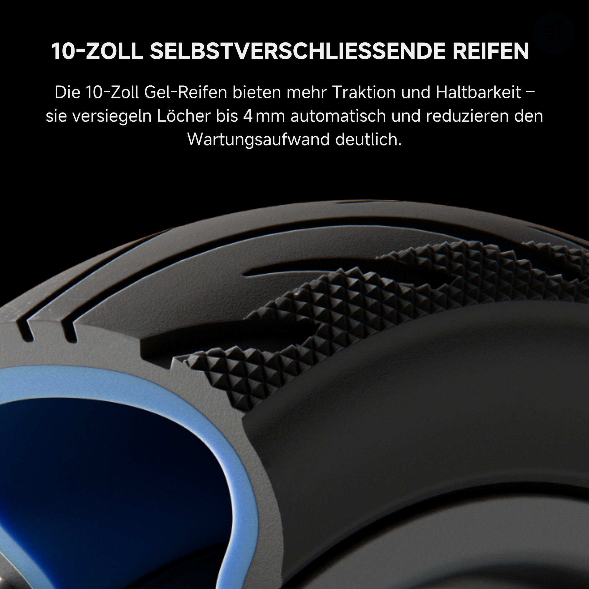 Nahaufnahme eines Reifenquerschnitts, der das Profildesign und die Innenschichten zeigt.