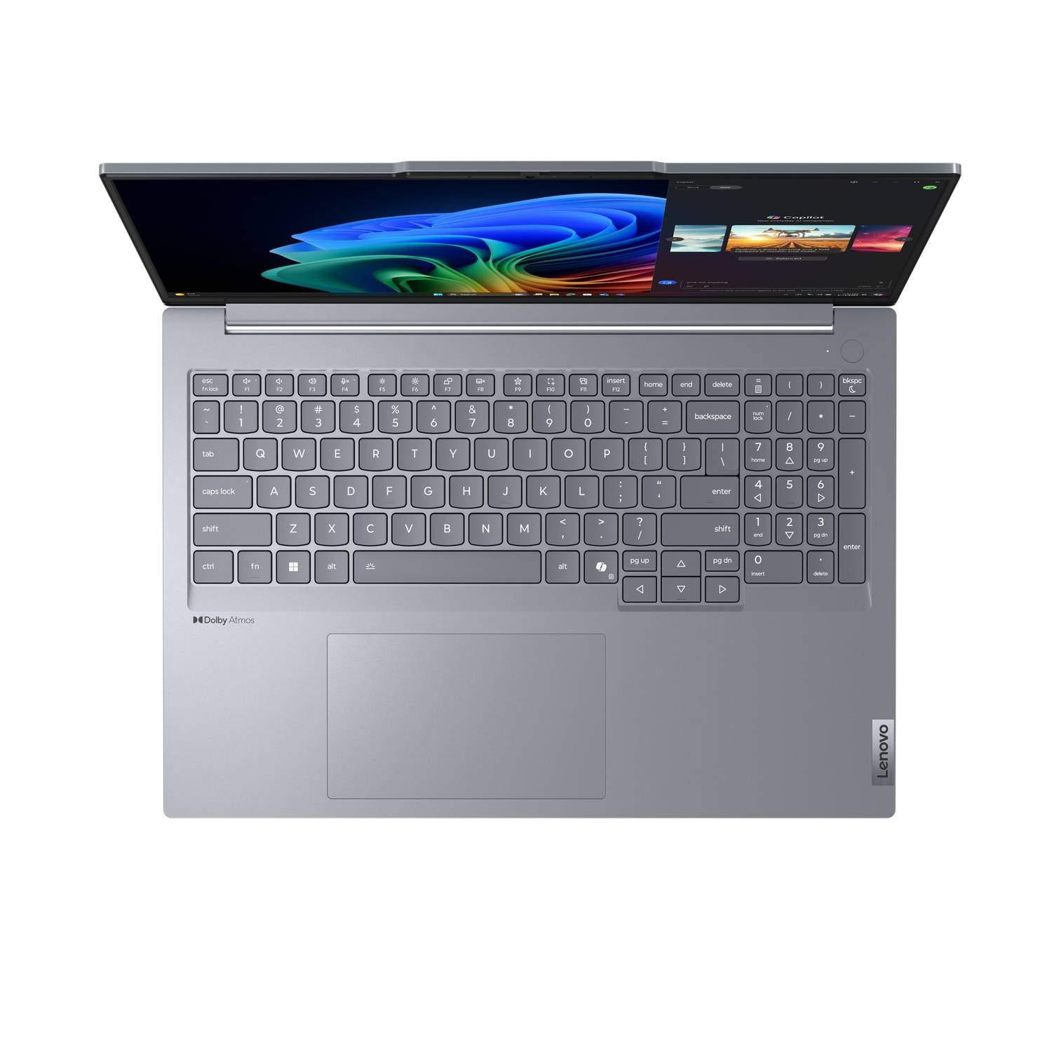 Laptop keyboard, open, top view, showing keyboard and screen.