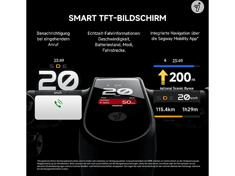 SEGWAY Ninebot MAX G3 D E-Scooter (11 Zoll, Schwarz/Silber/Rot)