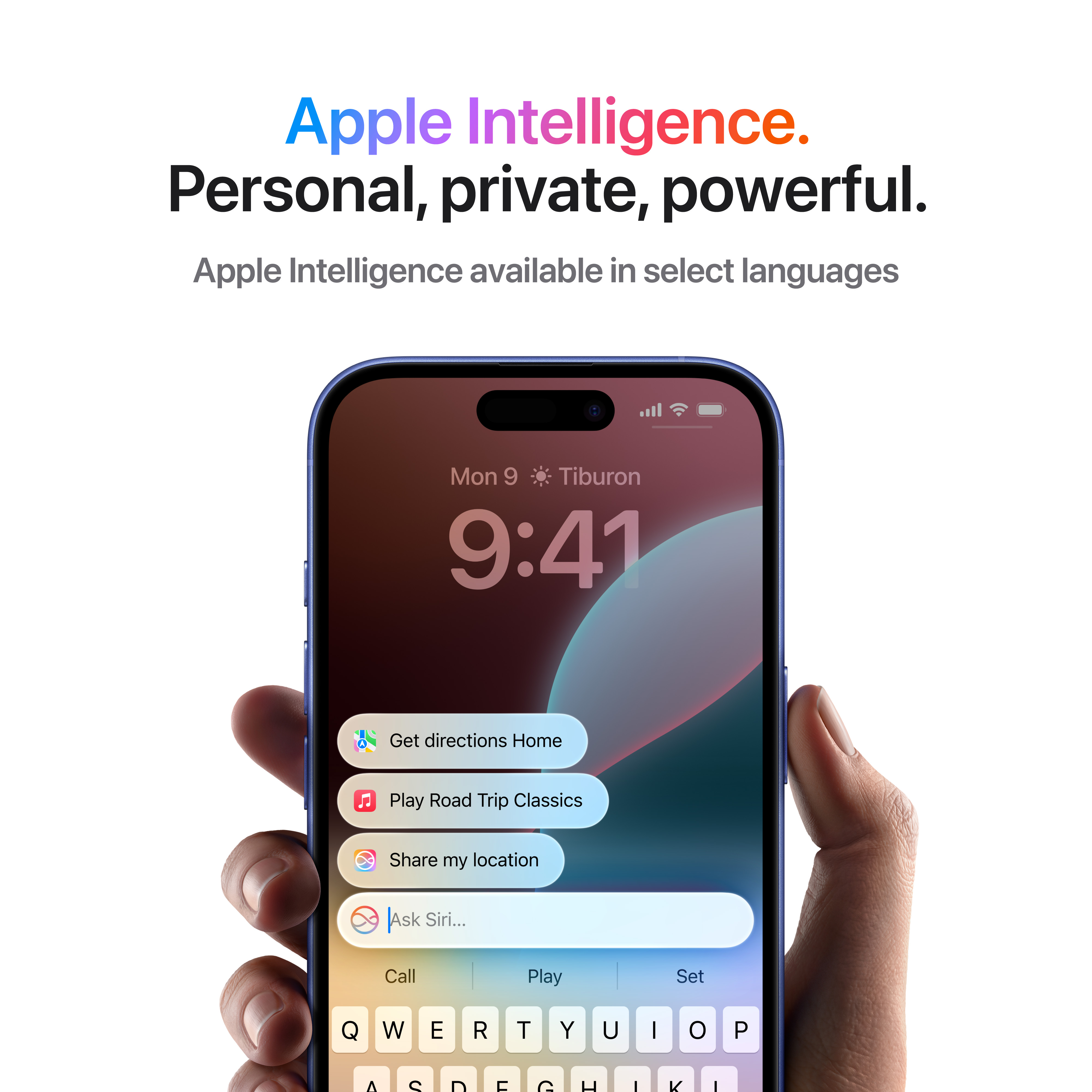 Telefon zeigt Oberfläche mit App-Vorschlägen, gehalten von einer Hand.