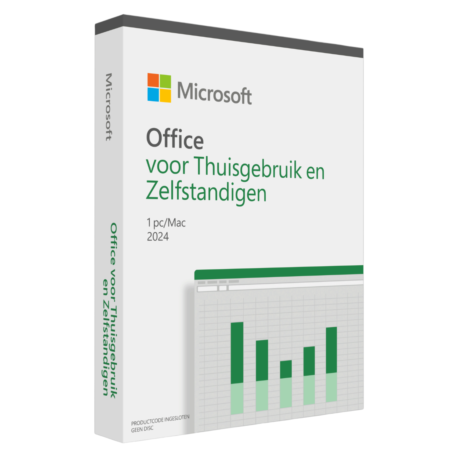 Box of Microsoft Office software, with a green and white label.