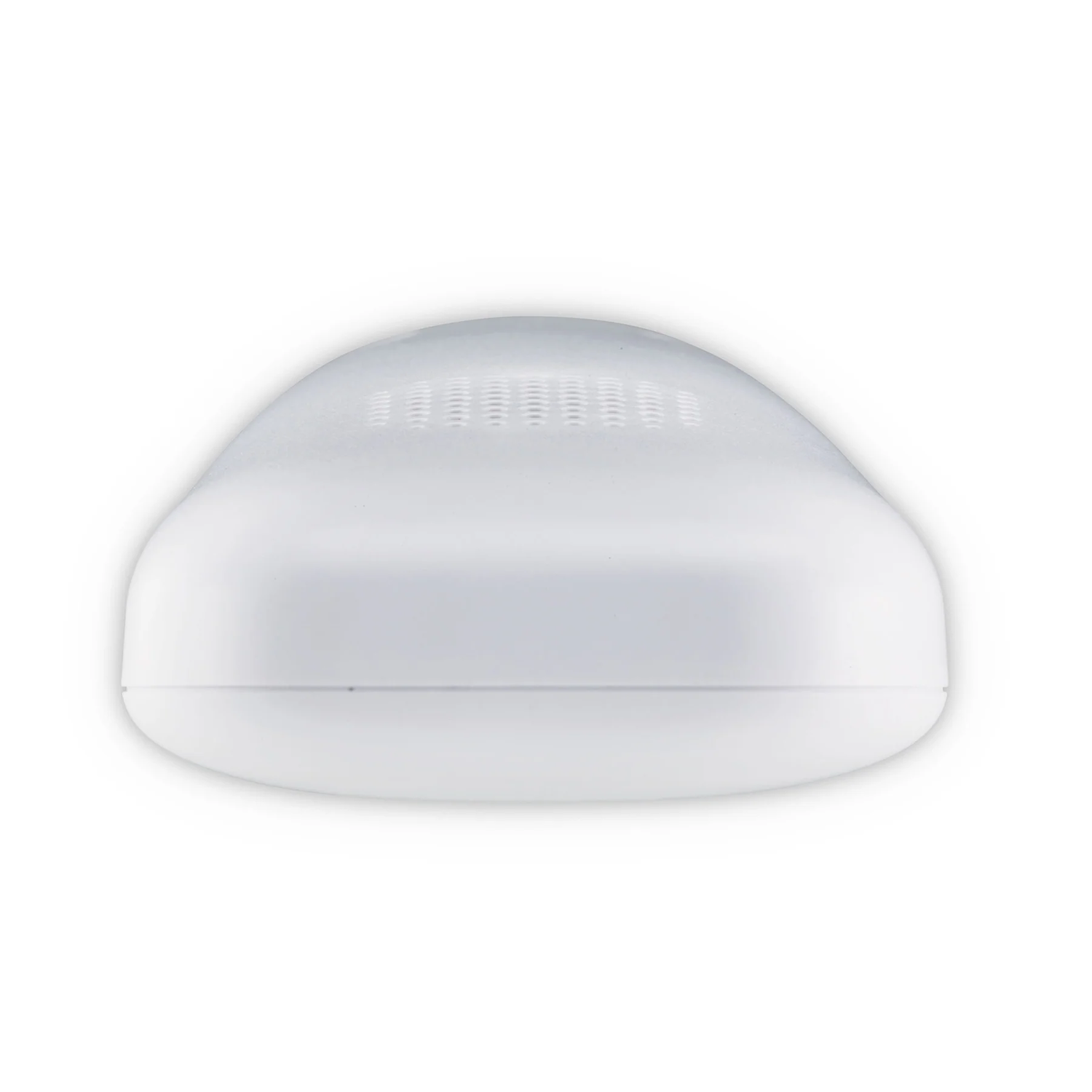 A white, oval-shaped device with a perforated top surface.
