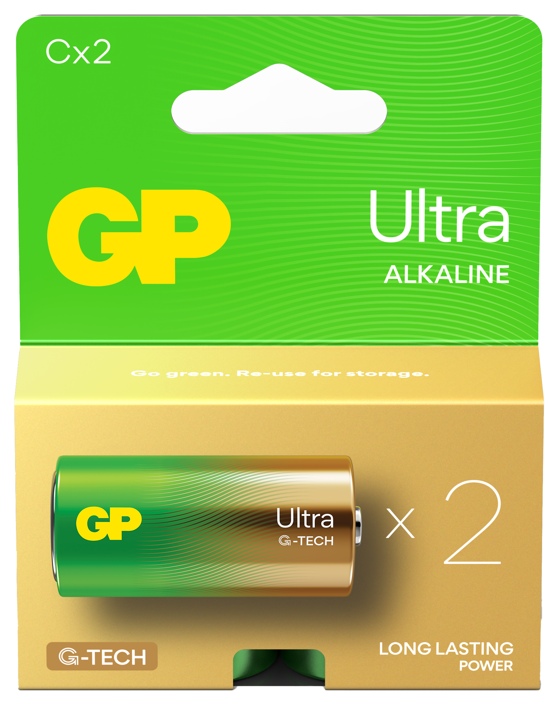 Yeşil ve sarı bir pil takımı. Pil 'Ultra Alkaline' ve 'GP' olarak etiketlenmiştir.