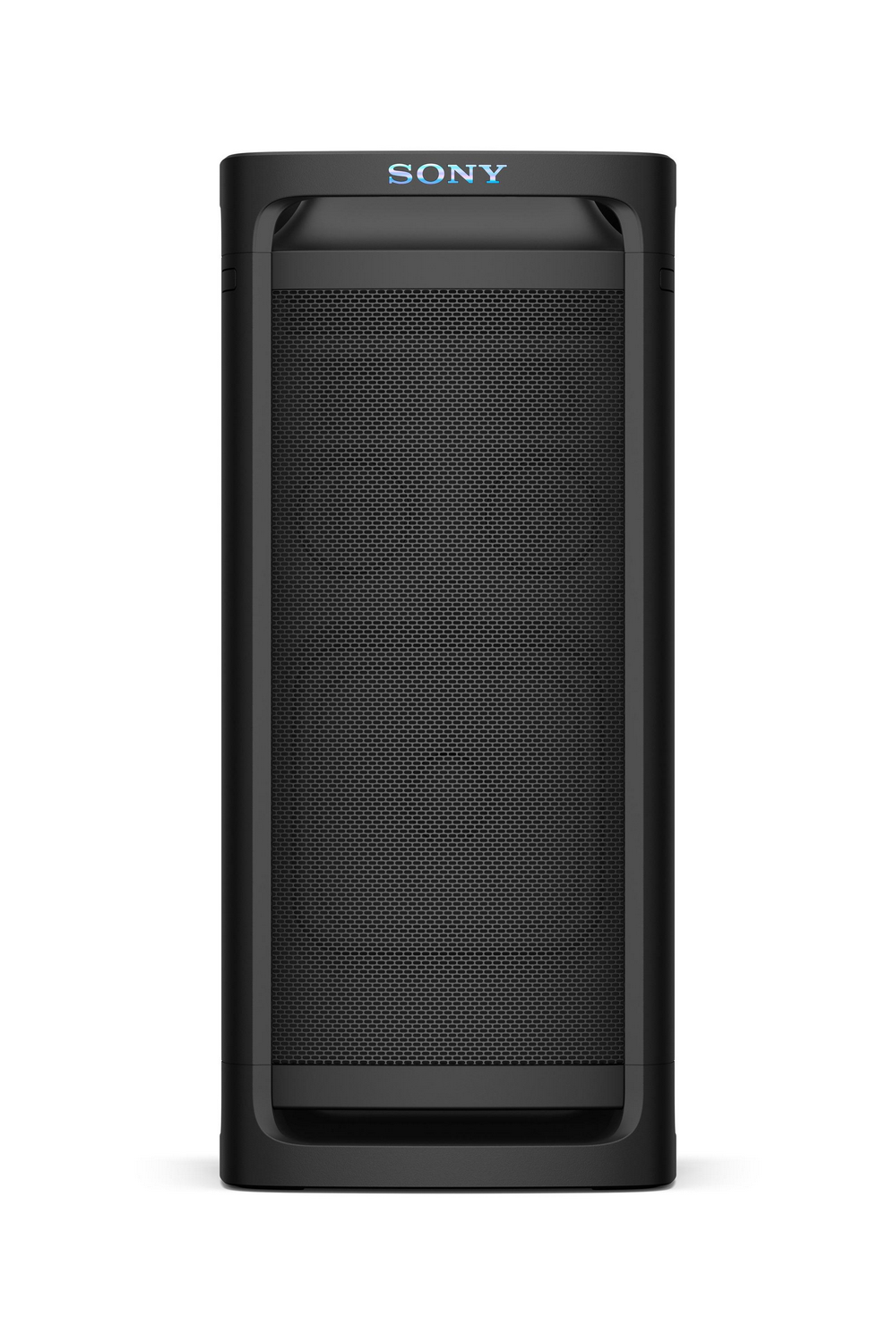 Altavoz Sony negro, alto y rectangular, con el logo de Sony en la parte superior.