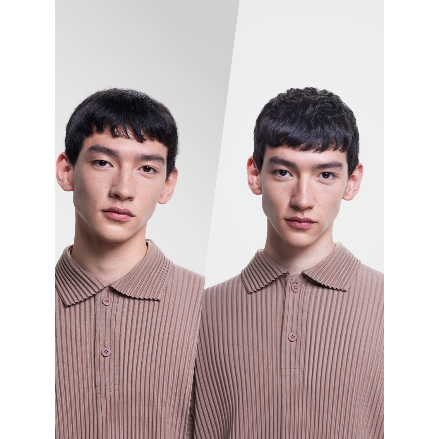 Two men in tan shirts, one with shorter hair, the other with longer hair.