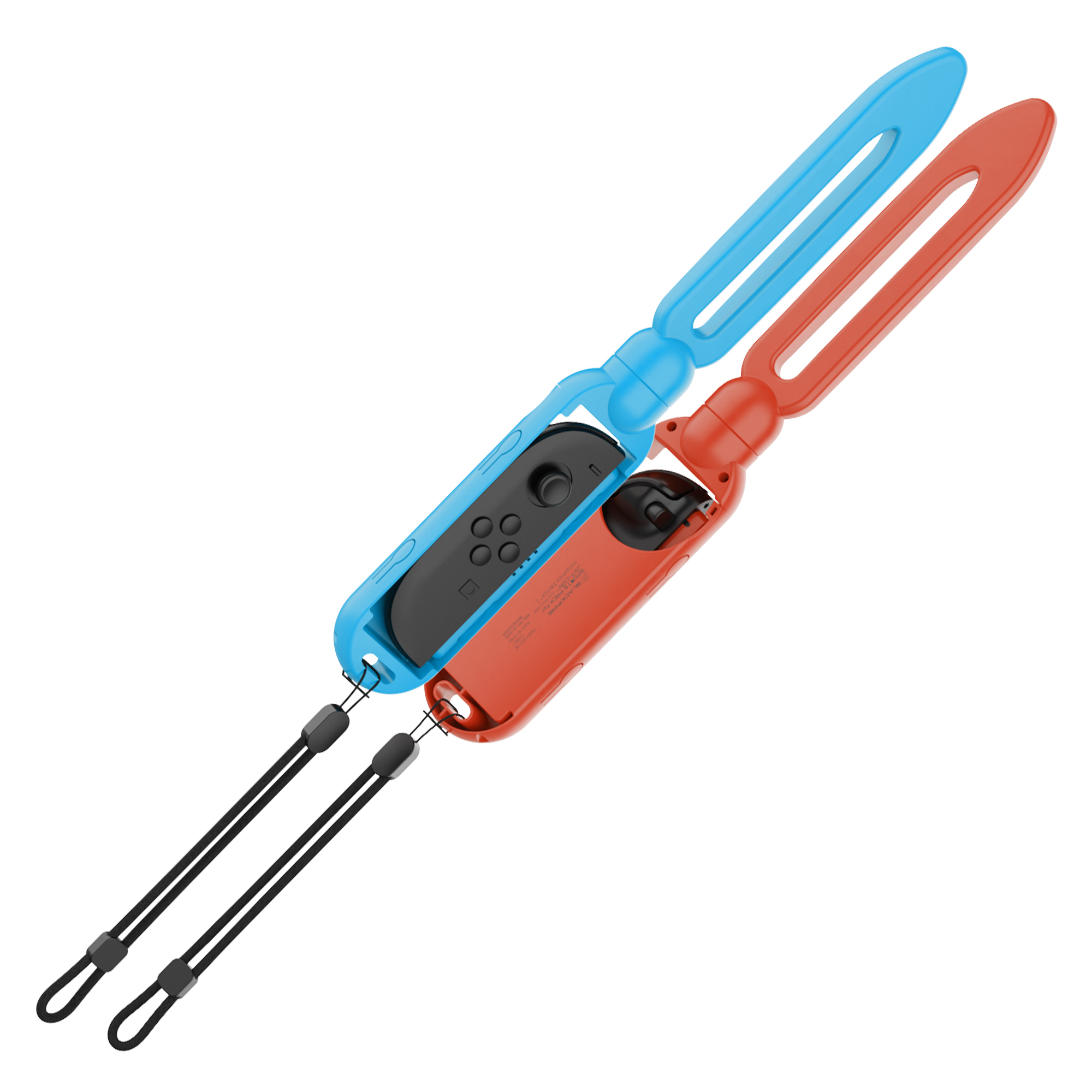Soportes de controlador Joy-Con azul y rojo con correas de muñeca.