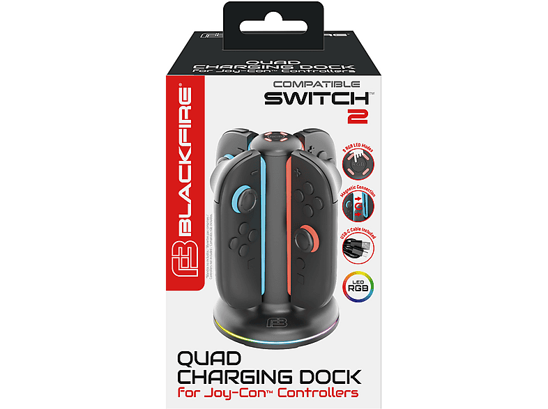 Blackfire Base De Carga Switch2 Quad Rgb Led Joy-con – imagen 2