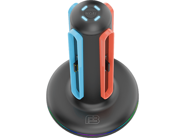 Base de carga - Ardistel Blackfire Quad Charger for Joy-Con RGB LED, Carga cuádruple, Iluminación Negro