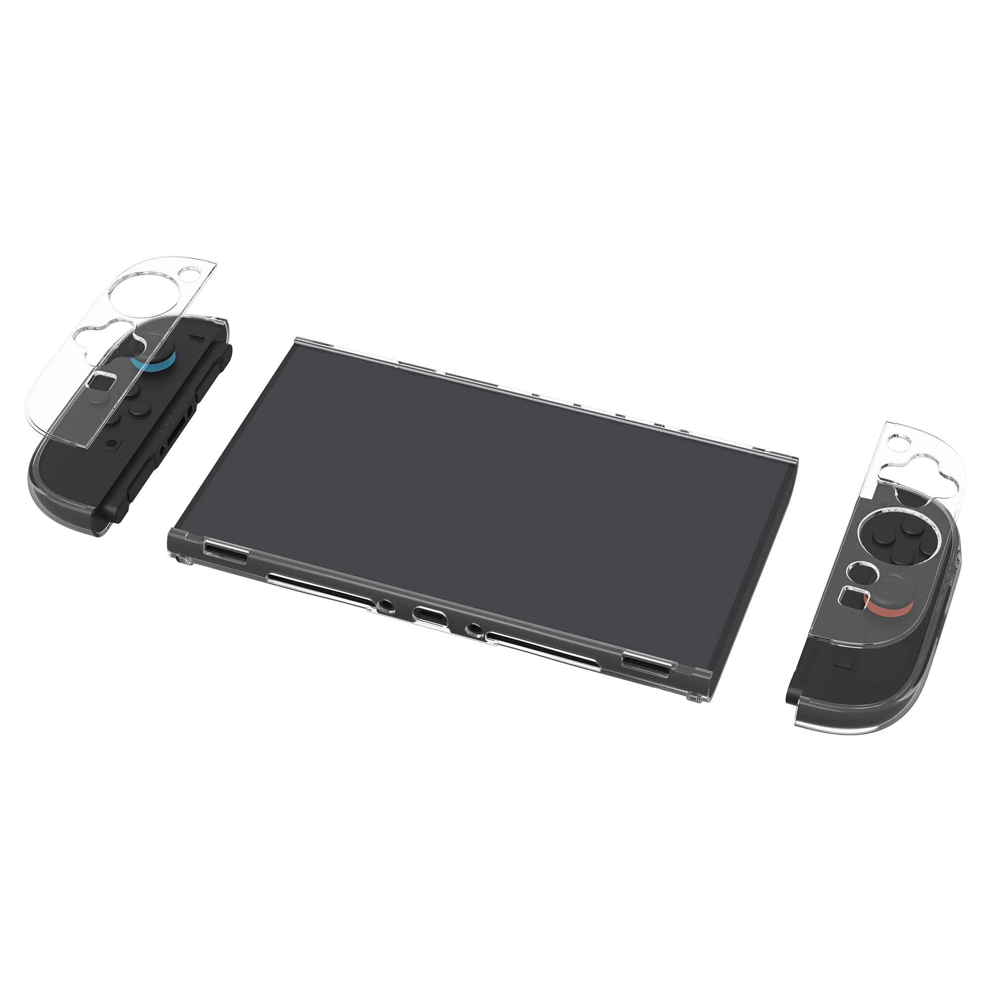 Funda transparente para Nintendo Switch con Joy-Cons separados.