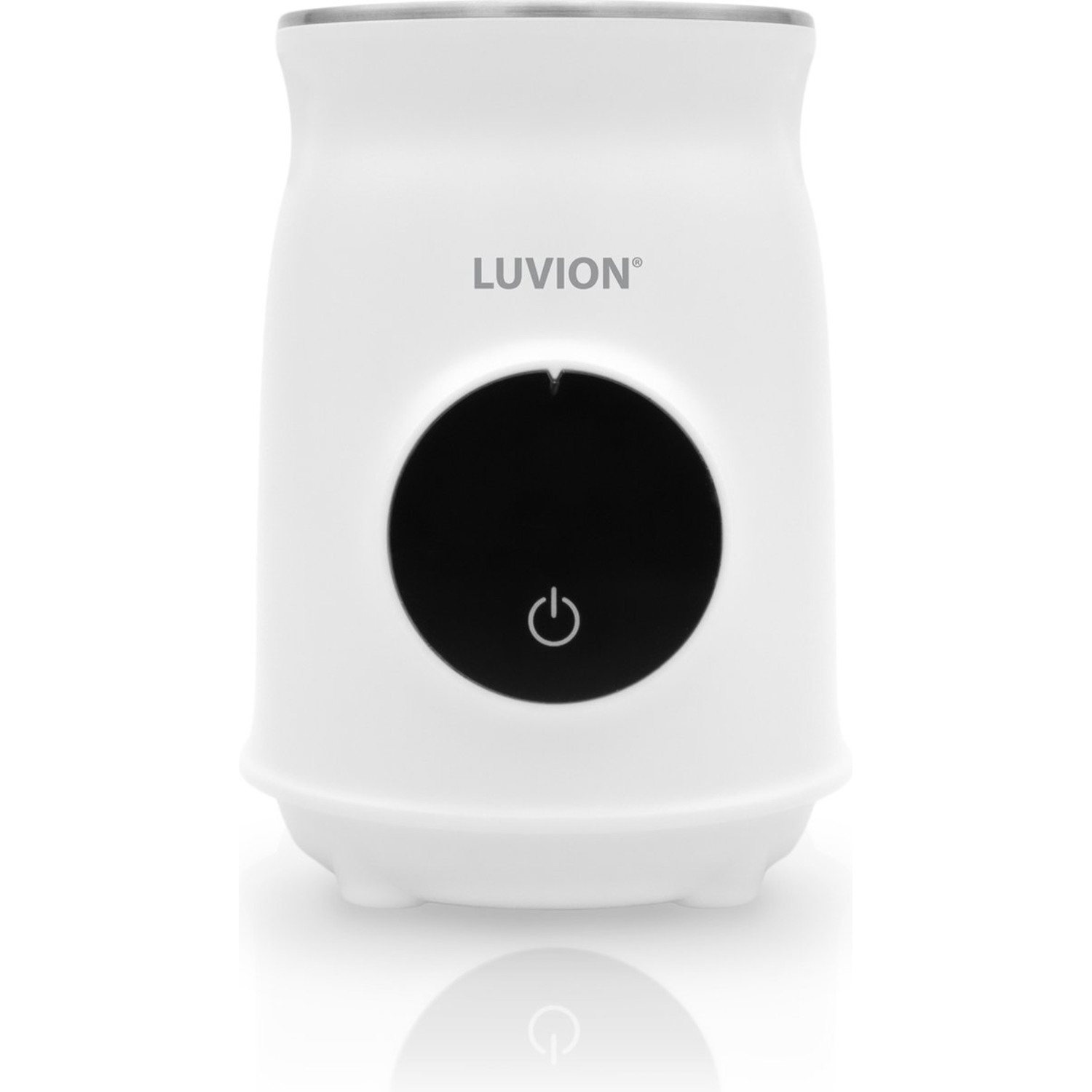 White Luvion baby bottle warmer with power button.