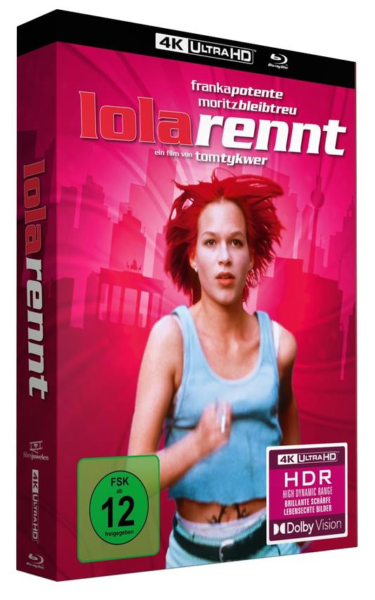 DVD-Hülle mit einer rennenden Frau. Die Frau hat rotes Haar. Im Hintergrund ist eine Stadtumrisse.