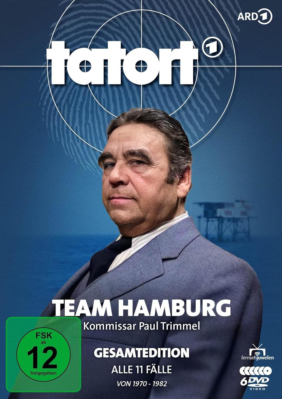 DVD-Hülle mit dem Gesicht eines Mannes, Titel "Tatort" und Logo. Text "Team Hamburg".