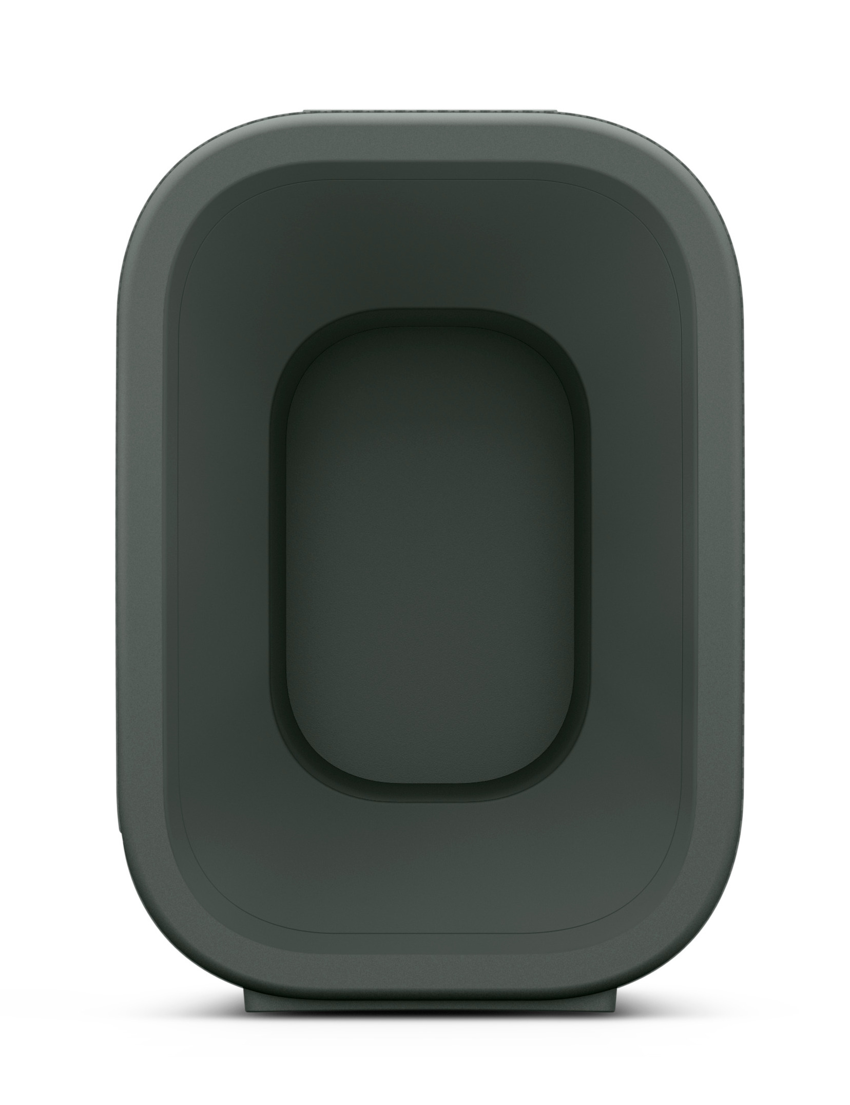 Ciemnozielony, zaokrąglony prostokątny blok z wklęsłym środkiem.