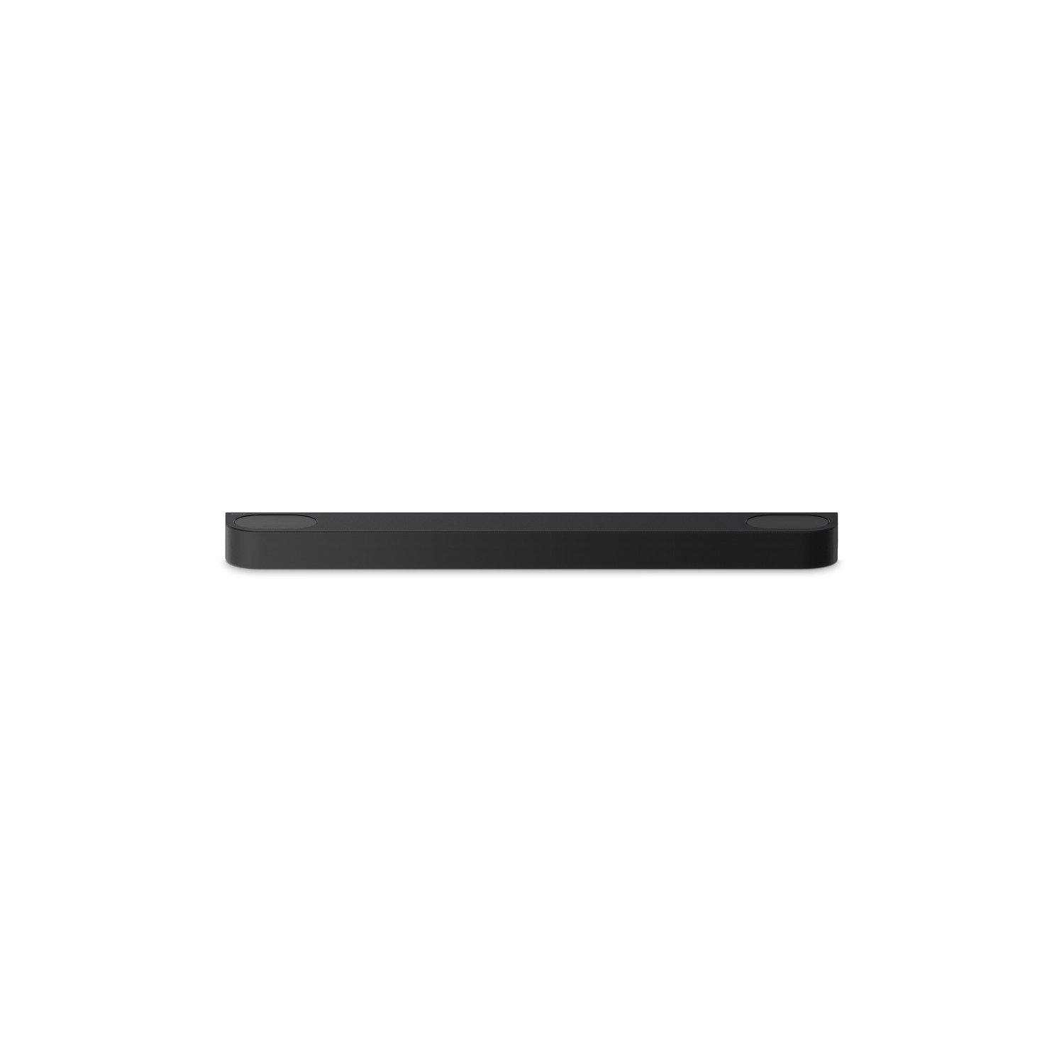 Een zwarte soundbar op een witte achtergrond. Eenvoudig ontwerp.