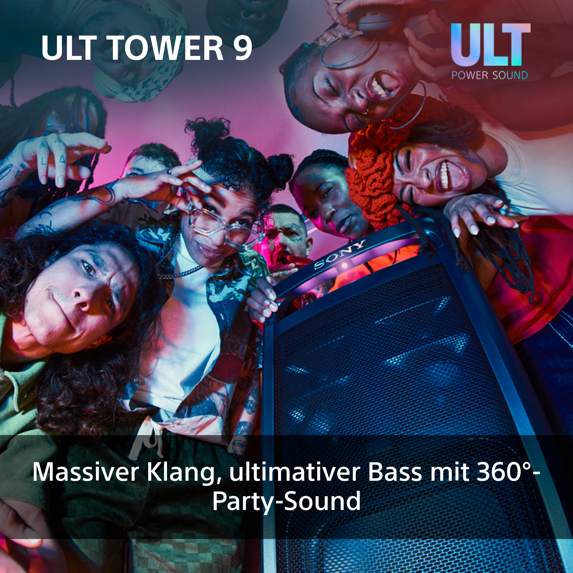 SONY ULT TOWER 9 Bluetooth-Party-Lautsprecher, Schwarz