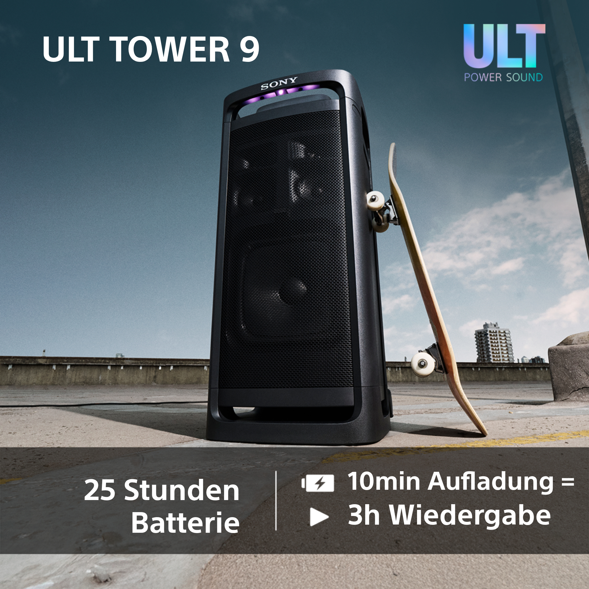 SONY ULT TOWER 9 Bluetooth-Party-Lautsprecher, Schwarz