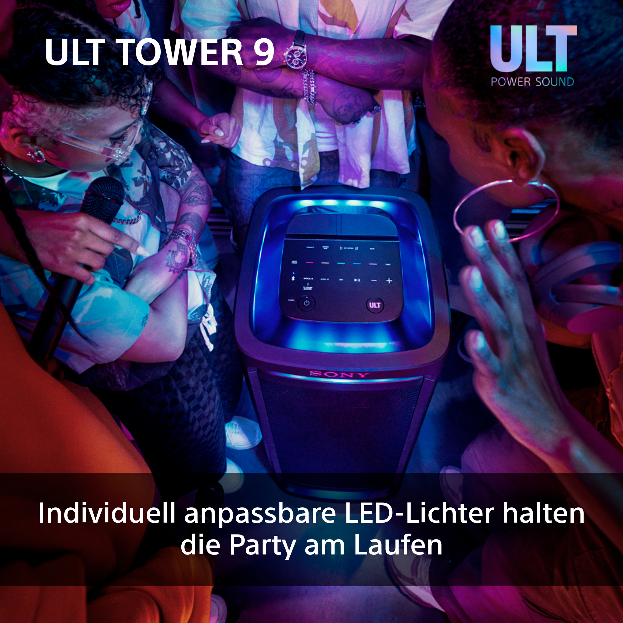 SONY ULT TOWER 9 Bluetooth-Party-Lautsprecher, Schwarz