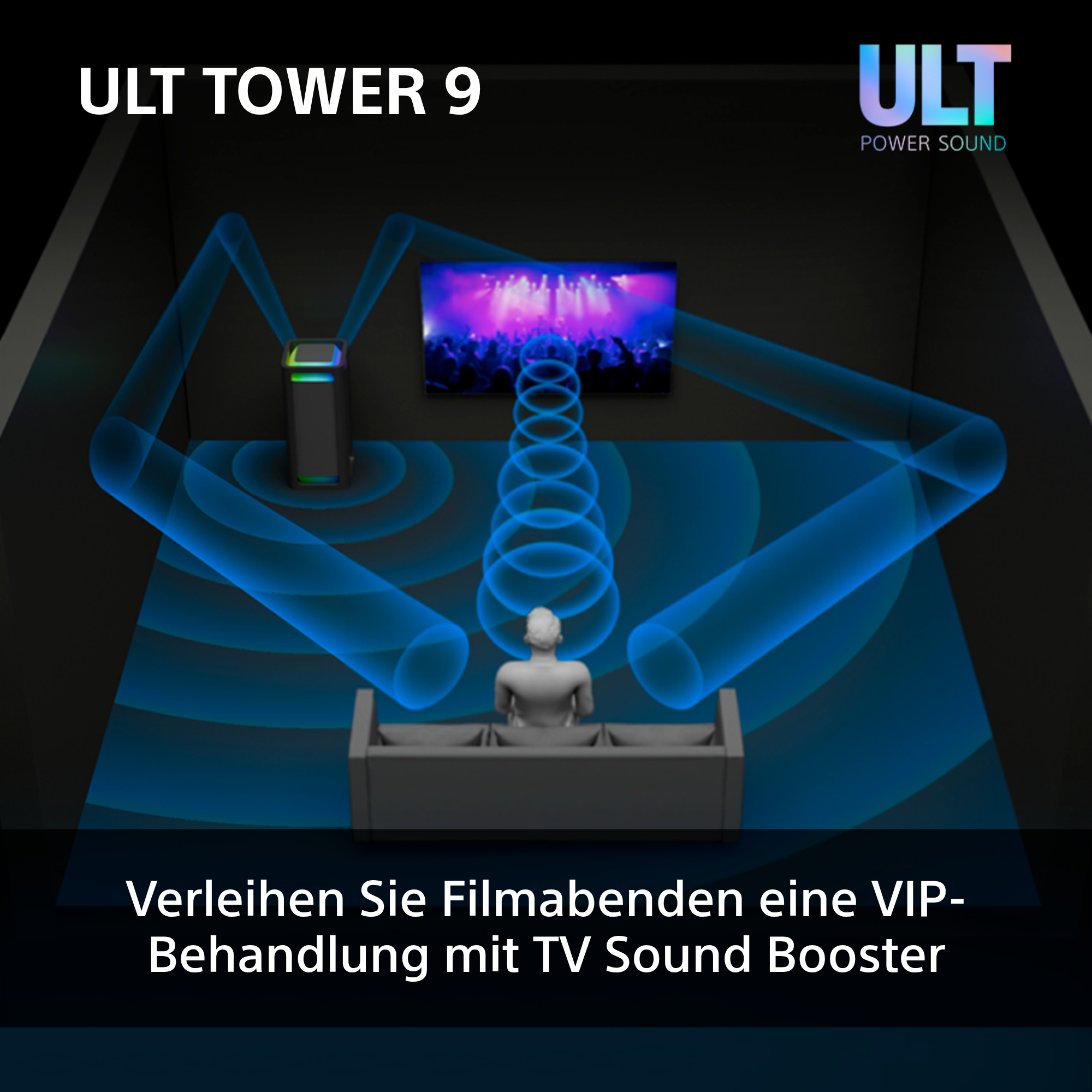 SONY ULT TOWER 9 Bluetooth-Party-Lautsprecher, Schwarz