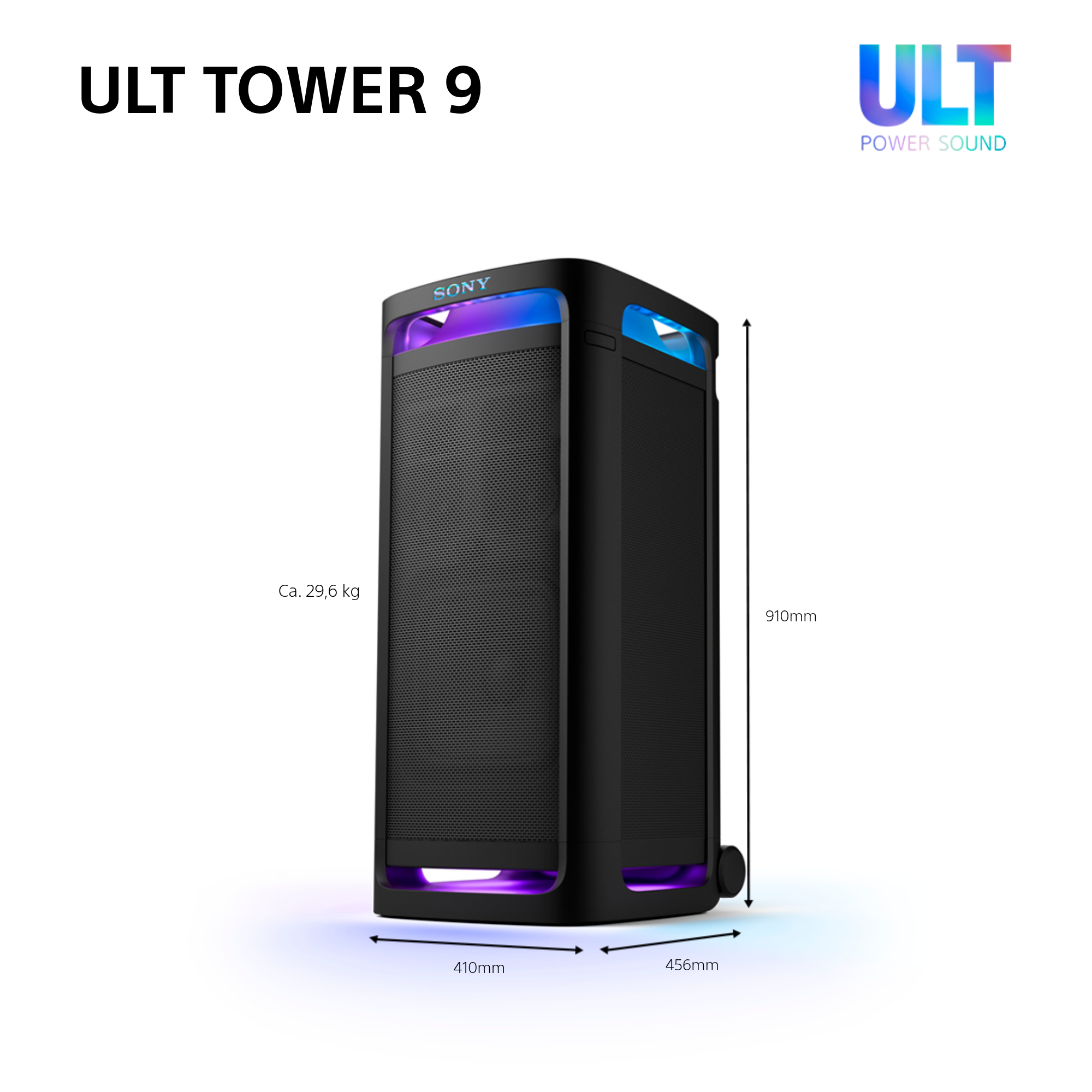 SONY ULT TOWER 9 Bluetooth-Party-Lautsprecher, Schwarz