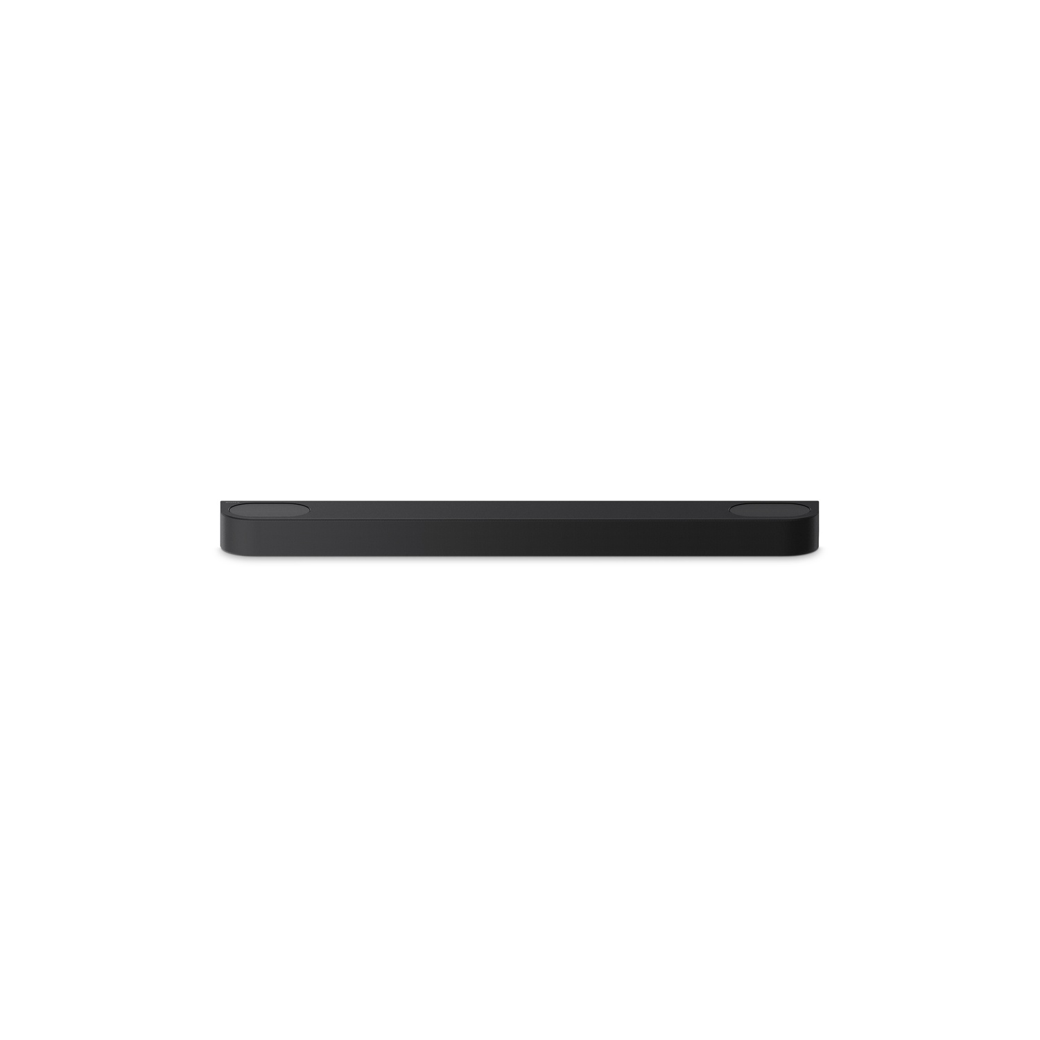 A black soundbar is shown against a white background. The bar is black and rectangular.