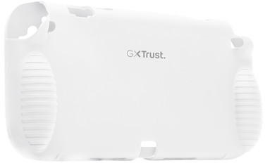 Biała obudowa do urządzenia do gier, widok z tyłu z uchwytami.