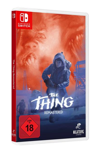 Spielbox: The Thing Remastered, für Nintendo Switch, mit einem Mann im Parka.