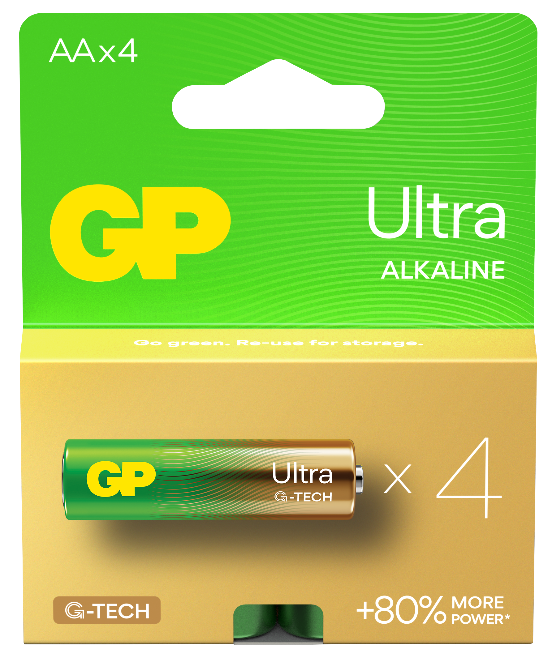 Yeşil ve sarı pakette GP Ultra alkalin piller.