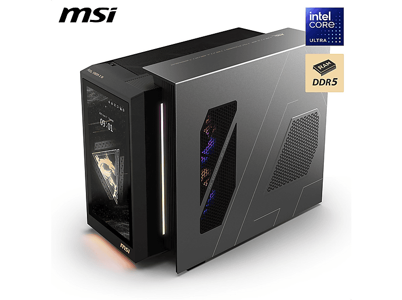 MSI MEG Vision X AI 2NVV7-008D Gaming PC, Intel® Core™ Ultra 7 Prozessor 265K (30 MB Cache, bis zu 5,50 GHz), 32 GB RAM SSD, GeForce RTX™ 5080, Windows 11 Home, Schwarz — Foto 4 von 5