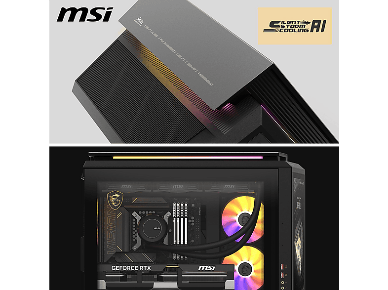 MSI MEG Vision X AI 2NVV7-008D Gaming PC, Intel® Core™ Ultra 7 Prozessor 265K (30 MB Cache, bis zu 5,50 GHz), 32 GB RAM SSD, GeForce RTX™ 5080, Windows 11 Home, Schwarz — Foto 5 von 5