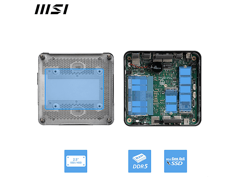 Thumbnail - MSI CUBI NUC 1MG-213D, Mini PC mit Intel® Core™ 3 100U Prozessor, 8 GB RAM, 256 SSD UHD Graphics, Windows 11 Pro