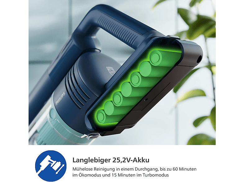 Thumbnail - PHILIPS XC5242/10 Flex-it 5000 Series Laufzeit bis zu 60 Min., kabellos, Akkusauger, Stielsauger, Akkubetrieb, 25,2 Volt
