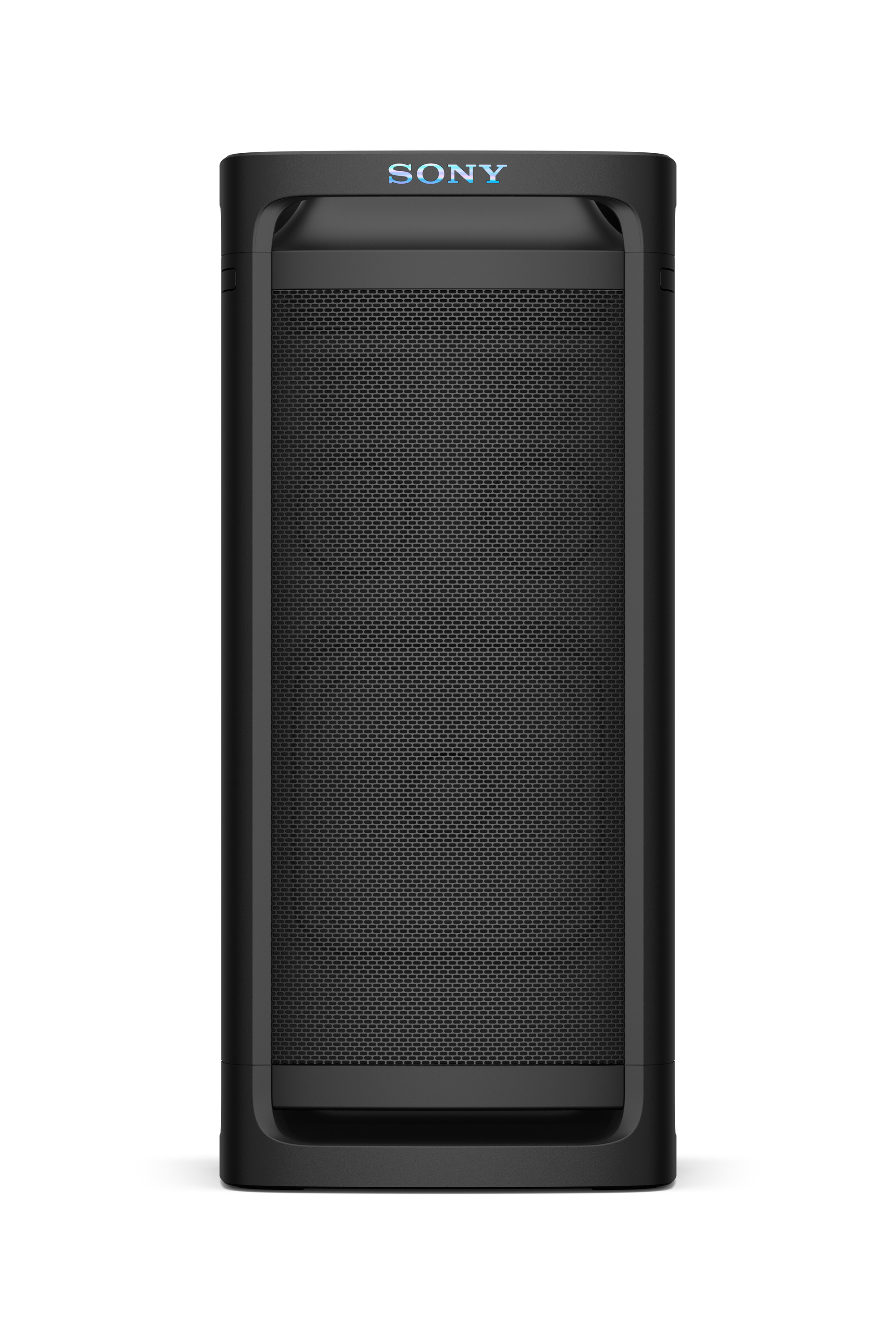Altoparlante Sony nero con frontale a rete e logo superiore.