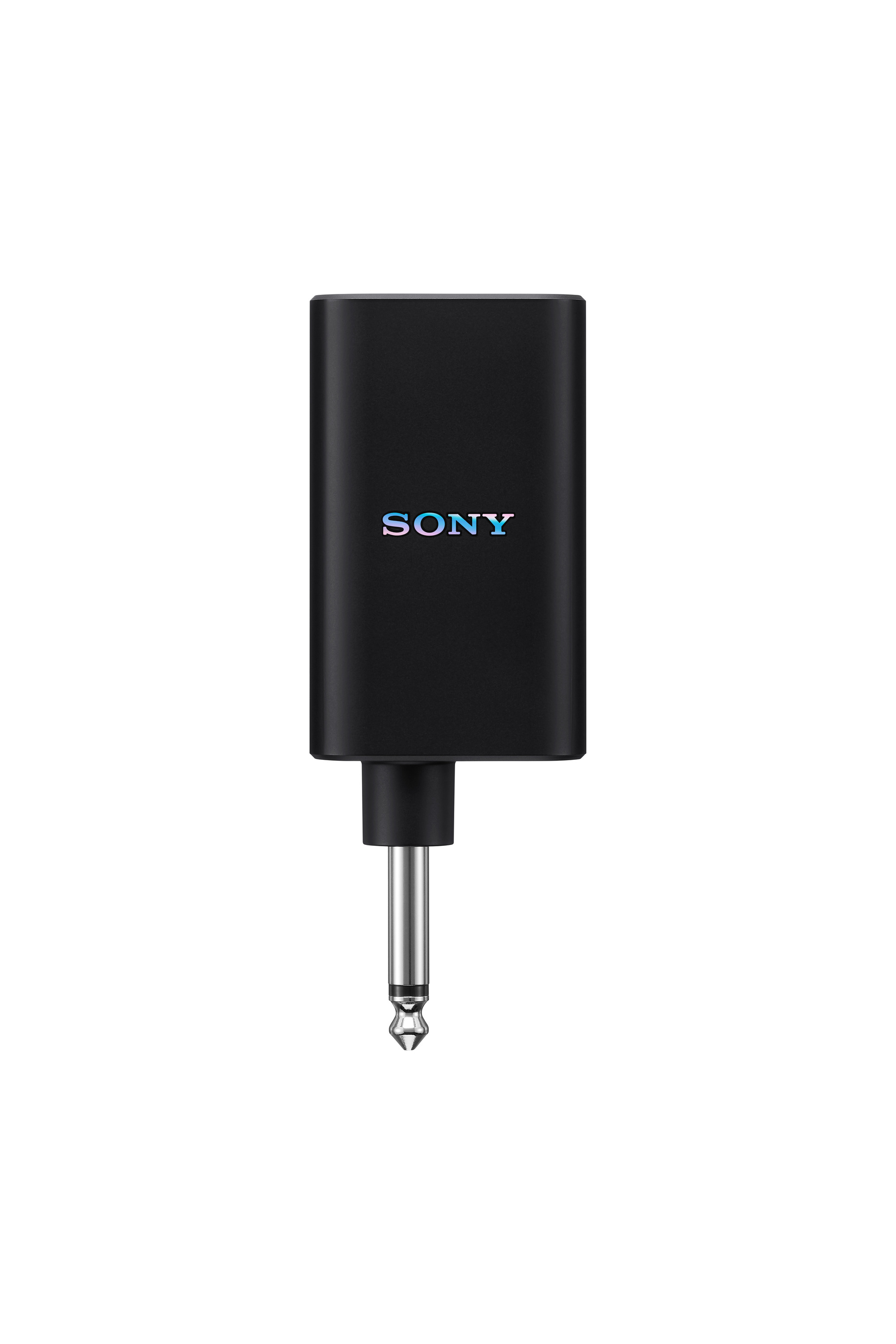 Schwarzes Sony-Gerät mit silbernem Stecker. Auf dem Gerät steht das Wort SONY.