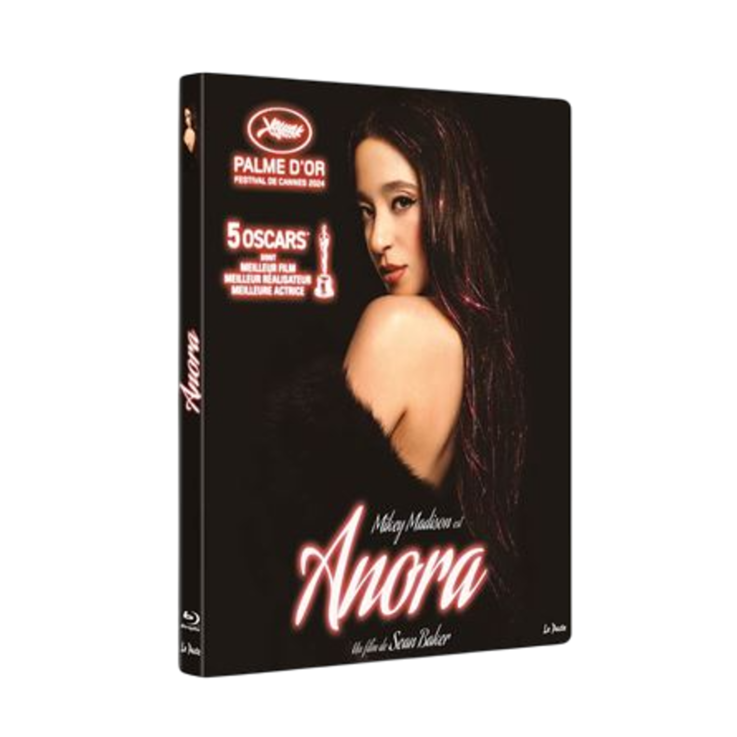 Couverture DVD avec portrait de femme. Titre : Anora. Le film de Sean Baker.